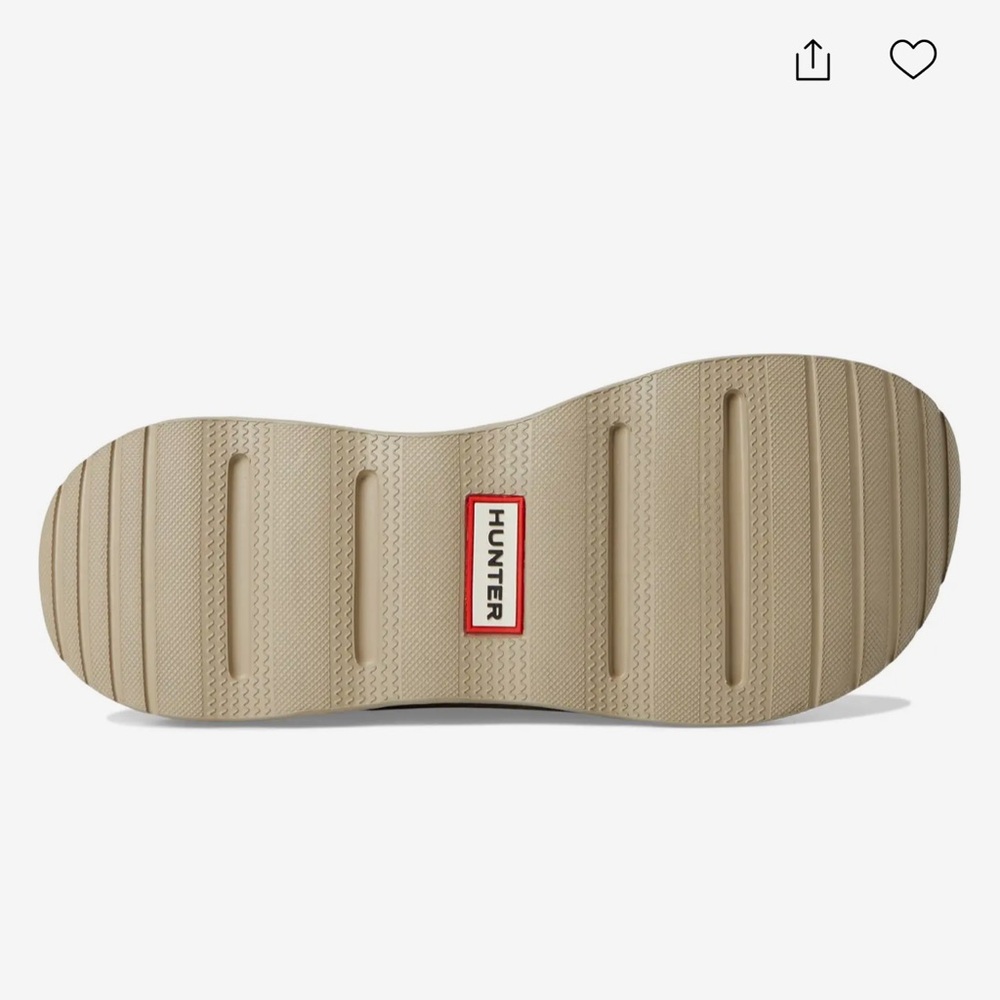 Hunter Beige Rubber Slide Sandals with Logo